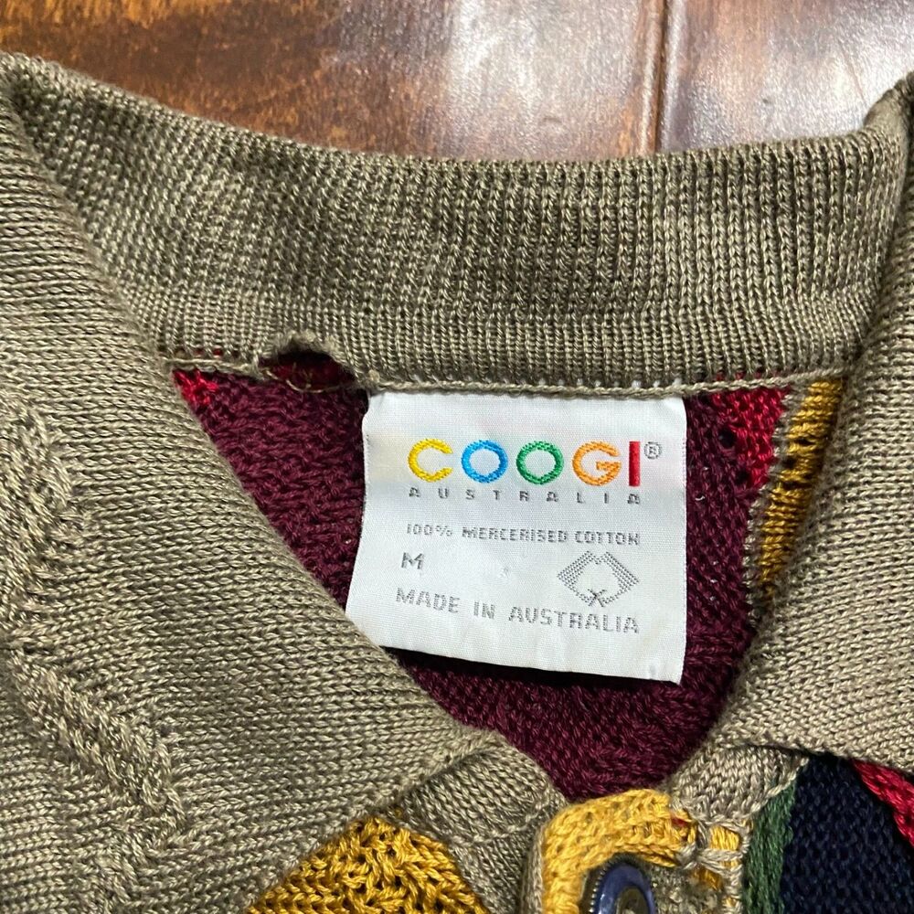 Coogi Australia Vintage Y2K 3D Knit Multicolored Polo Sweater Men's Size Medium - Picture 7 of 9